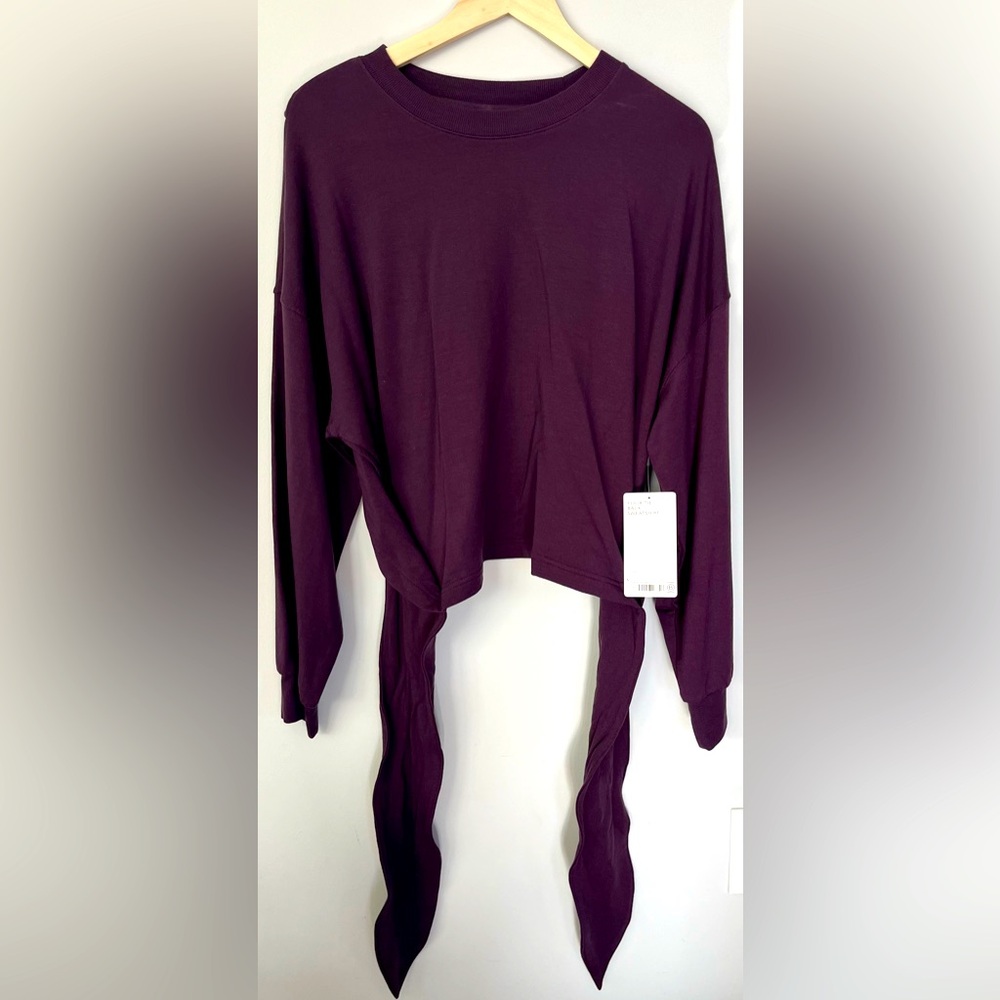 NWT Athleta Yoga Tie Back Sweatshirt in Agate Purple - size Large.